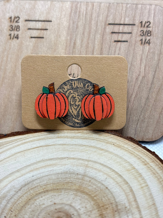 3D Orange Pumpkin Studs