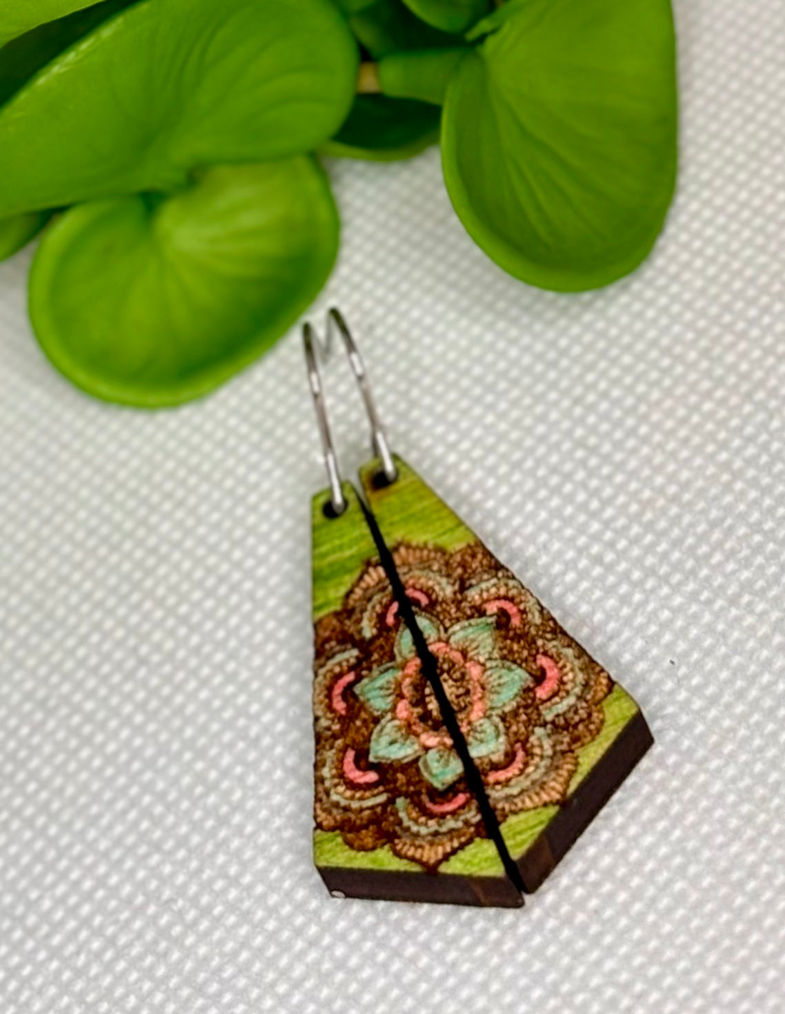 Bright Green Triangle Mandala Dangle